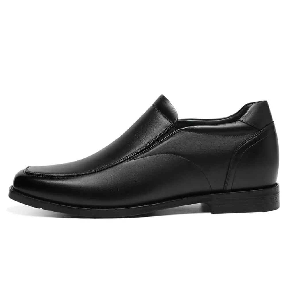 7 CM/2.76 Inches CMR CHAMARIPA Slip-On Height Increasing Shoes for Men - Black Calfskin Dress Shoes