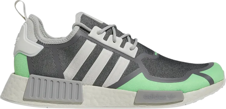 Adidas NMD_R1 'Grey Screaming Green' sneakers, gray