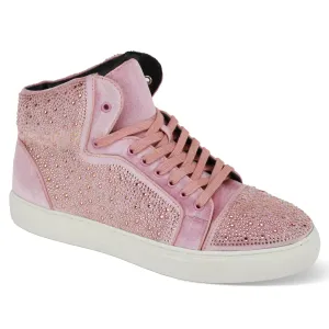 After Midnight Flash in Light Pink Jeweled High Top Sneakers