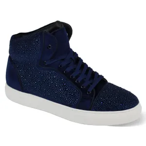 After Midnight Flash in Navy Jeweled High Top Sneakers