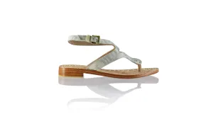 Agra 20mm Flats - Cream & Green Tenun Alam