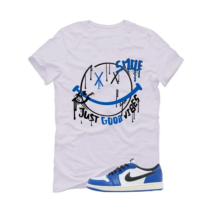 Air Jordan 1 Low OG Game Royal White T-Shirt (Smile)| illcurrency