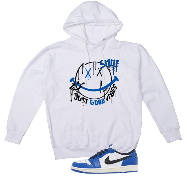 Air Jordan 1 Low OG Game Royal White T-Shirt (Smile)| illcurrency