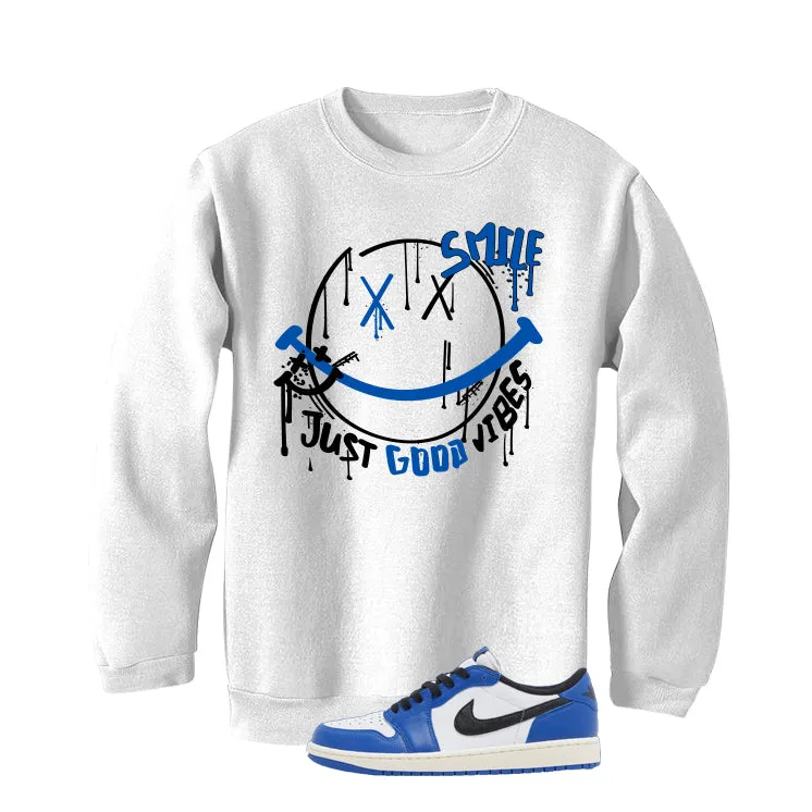 Air Jordan 1 Low OG Game Royal White T-Shirt (Smile)| illcurrency