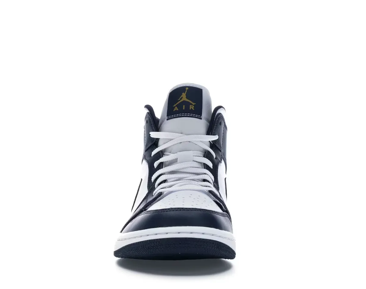 Air Jordan 1 Mid White Metallic Gold Obsidian