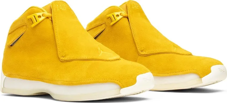 Air Jordan 18 Retro Yellow Suede Sneakers, yellow