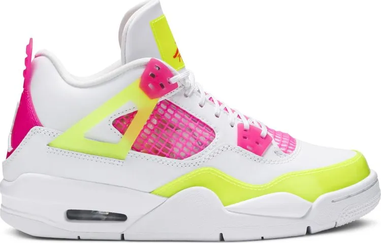 Air Jordan 4 Retro GS Lemon Venom Sneakers, Yellow