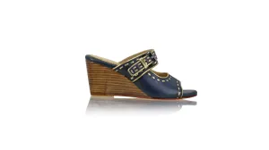 Alex 80mm Wedges  - Navy & Gold