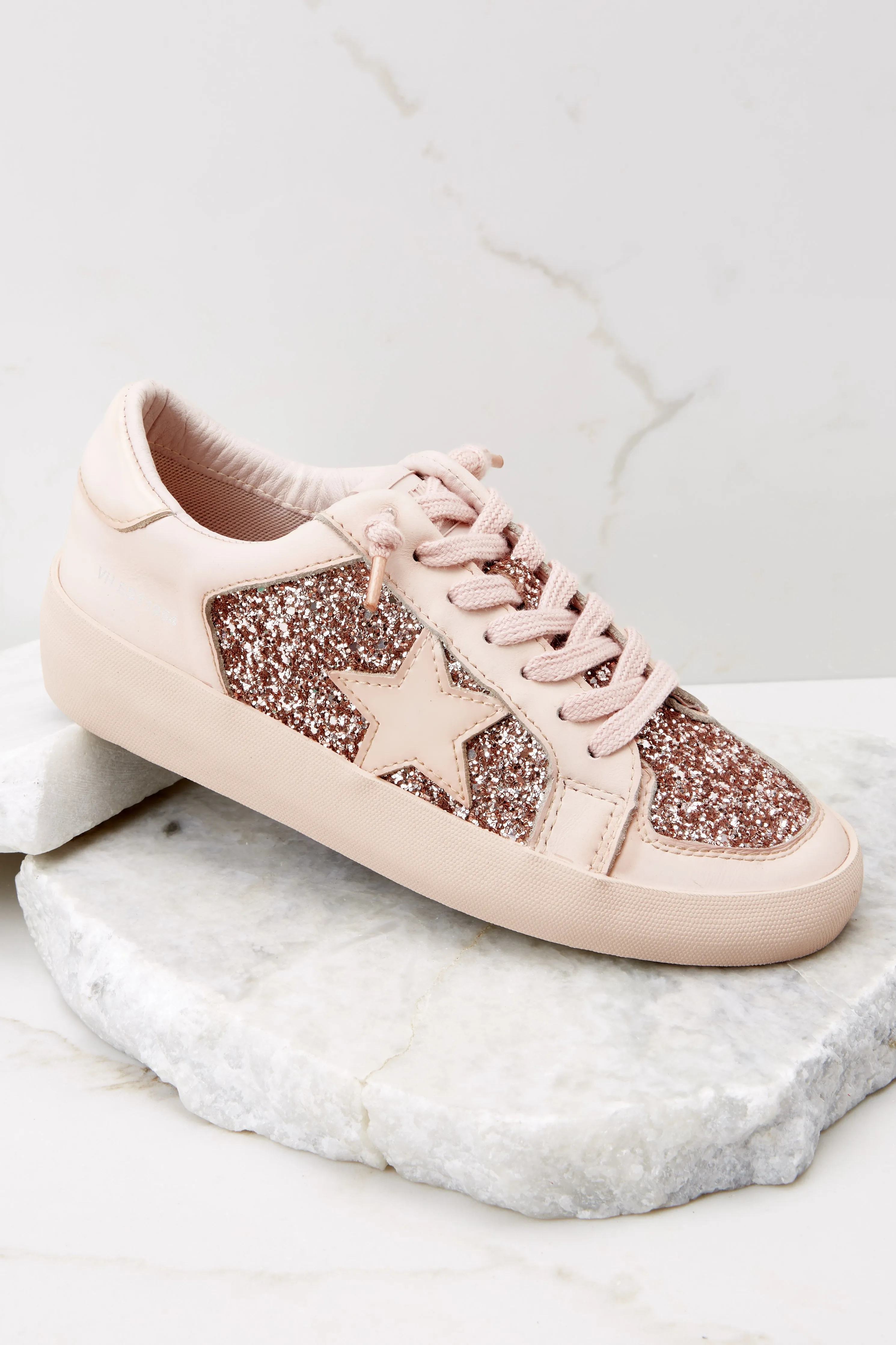 Alexis Beige Glitter Low Top Sneakers