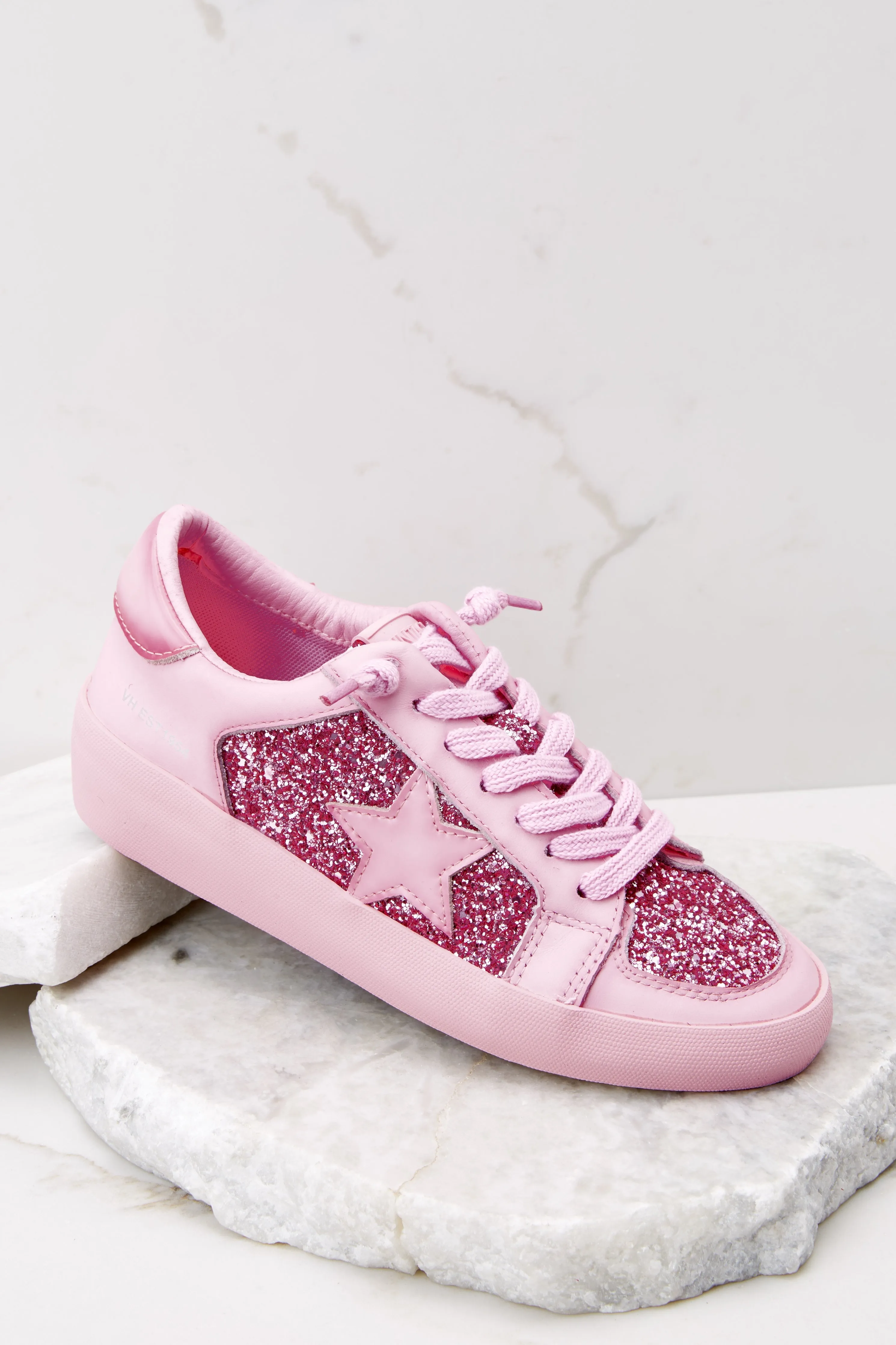 Alexis Hot Pink Glitter Low Top Sneakers