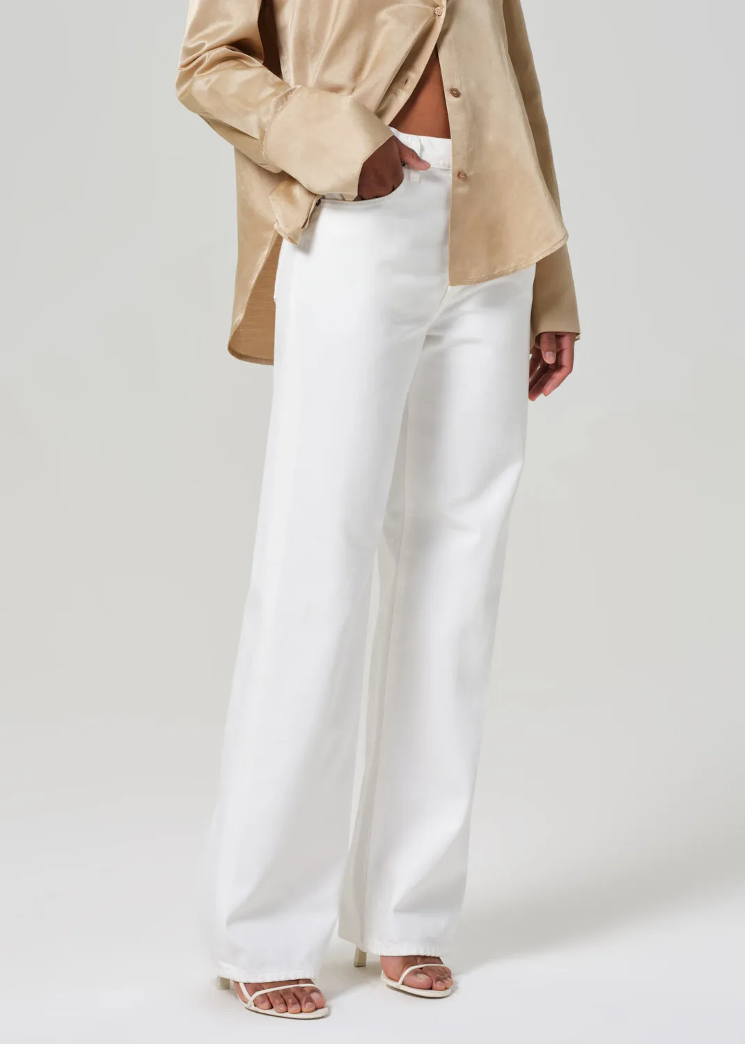 Annina High Rise Wide Leg 33" in Soft White