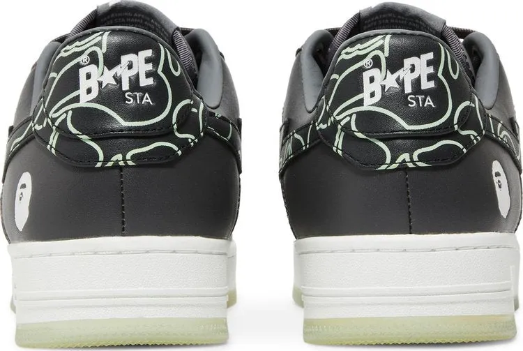 Bapesta Text Code Camo Sneakers - Charcoal, black