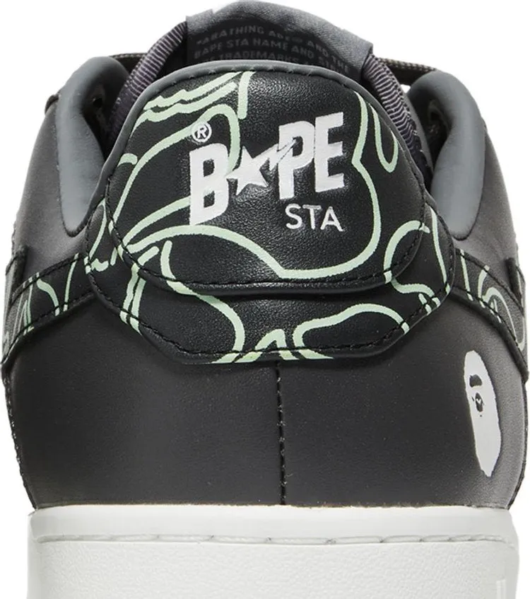 Bapesta Text Code Camo Sneakers - Charcoal, black