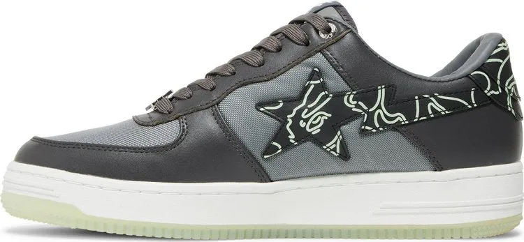 Bapesta Text Code Camo Sneakers - Charcoal, black