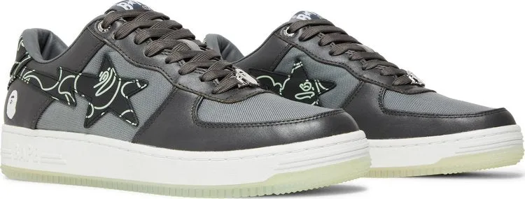 Bapesta Text Code Camo Sneakers - Charcoal, black