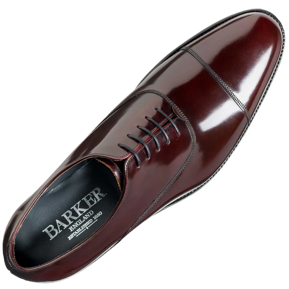 BARKER Winsford Shoes - Mens Oxford - Burgundy Hi-Shine