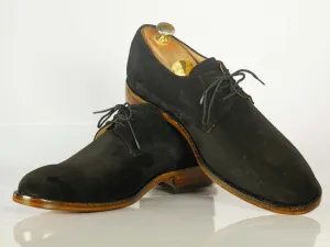 Bespoke Black Suede Lace Up Shoes for Men's