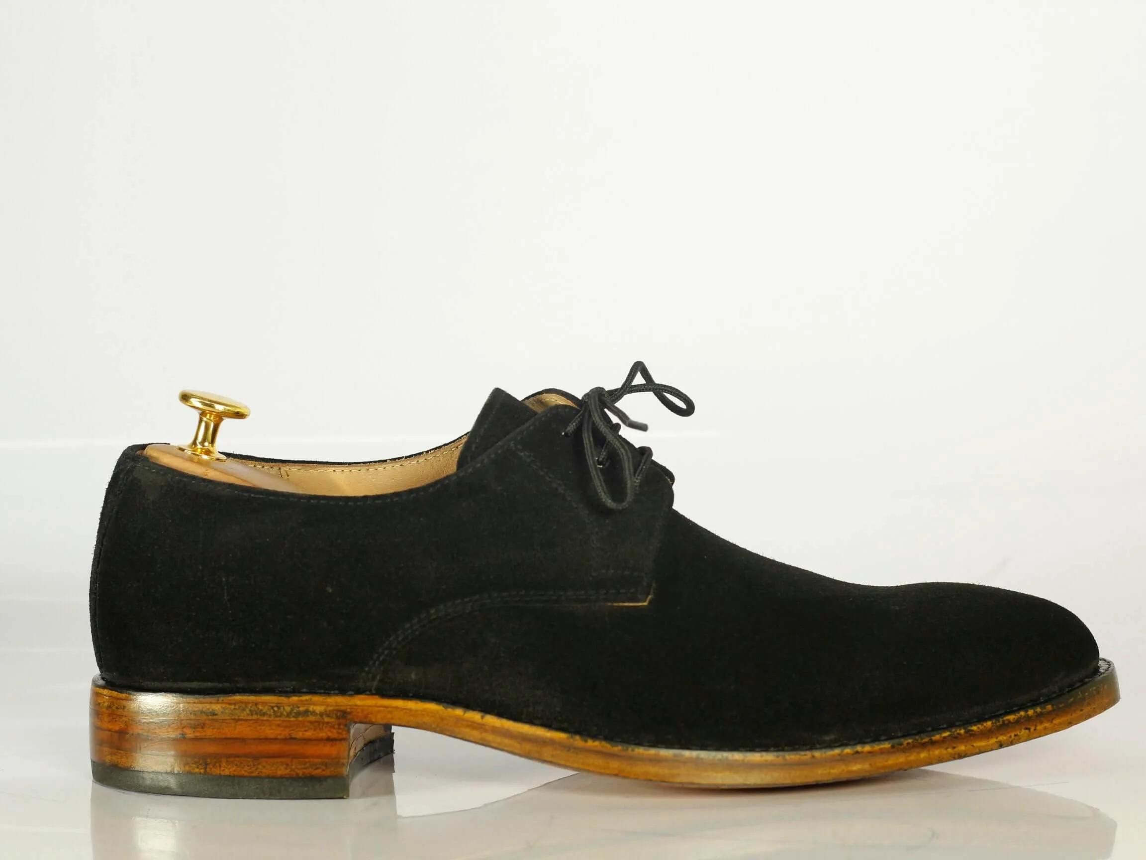 Bespoke Black Suede Lace Up Shoes for Men's