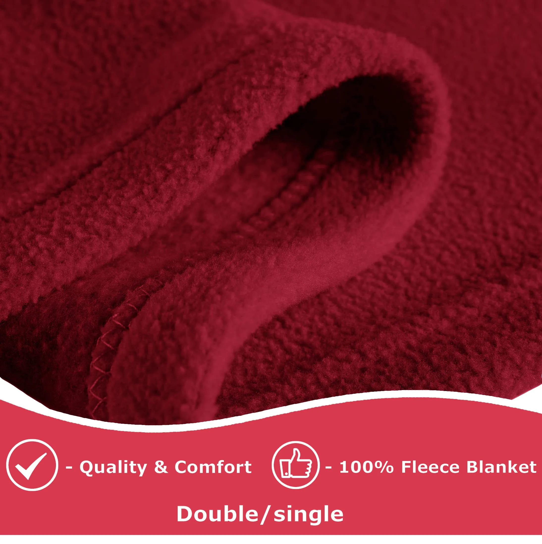 BSB HOME Plain Polar Fleece Heavy Weight Single Bed Blanket Warm Soft & Comfortable for Winter/AC Room/Hotel/Donation/Travelling (Red/Maroon, 800 Gram, 60X90 Inches)