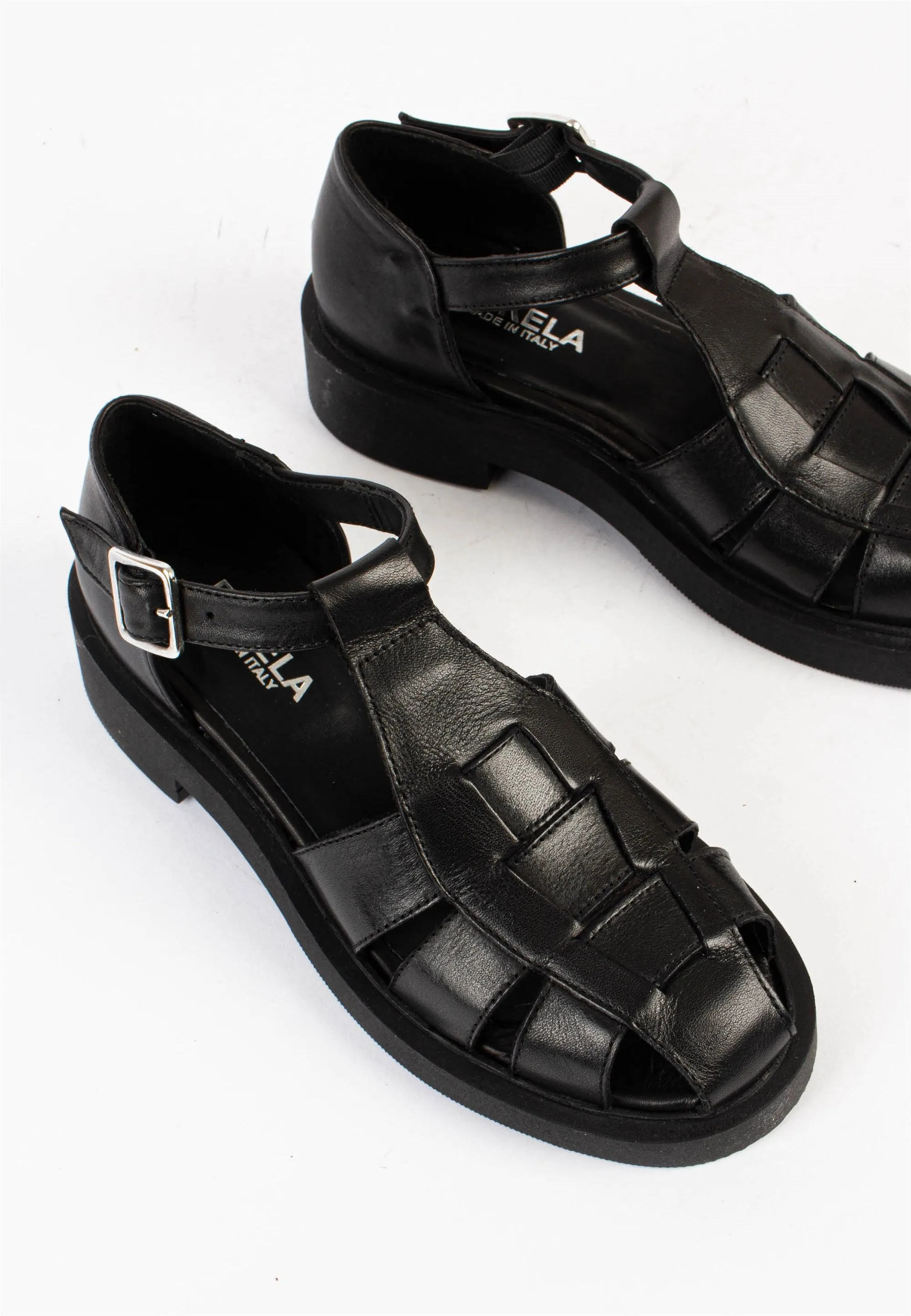 Clara Black Leather Sandals