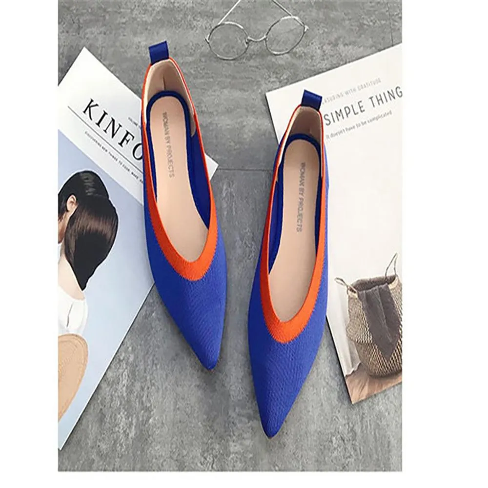 Classy and Breathable Flats Knitted Pointed Shoes