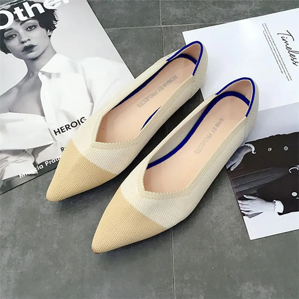 Classy and Breathable Flats Knitted Pointed Shoes