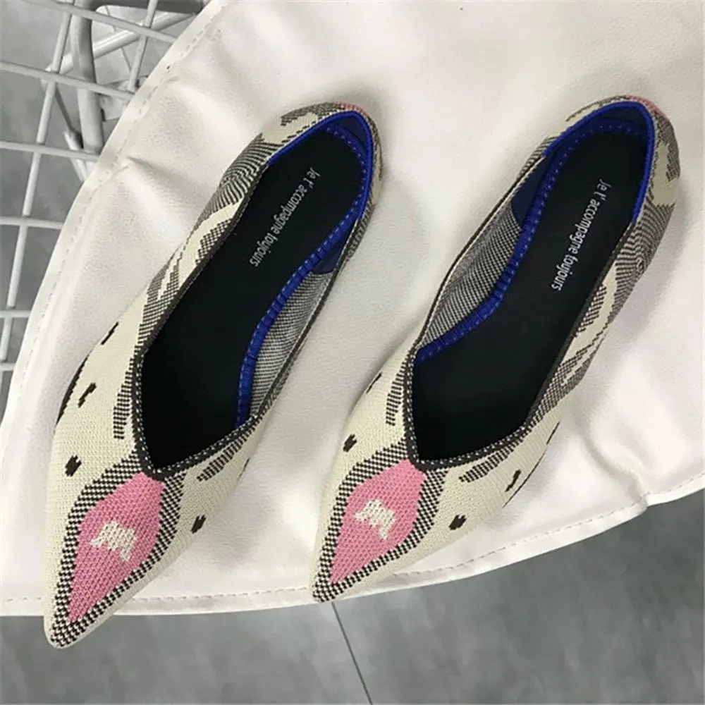 Classy and Breathable Flats Knitted Pointed Shoes