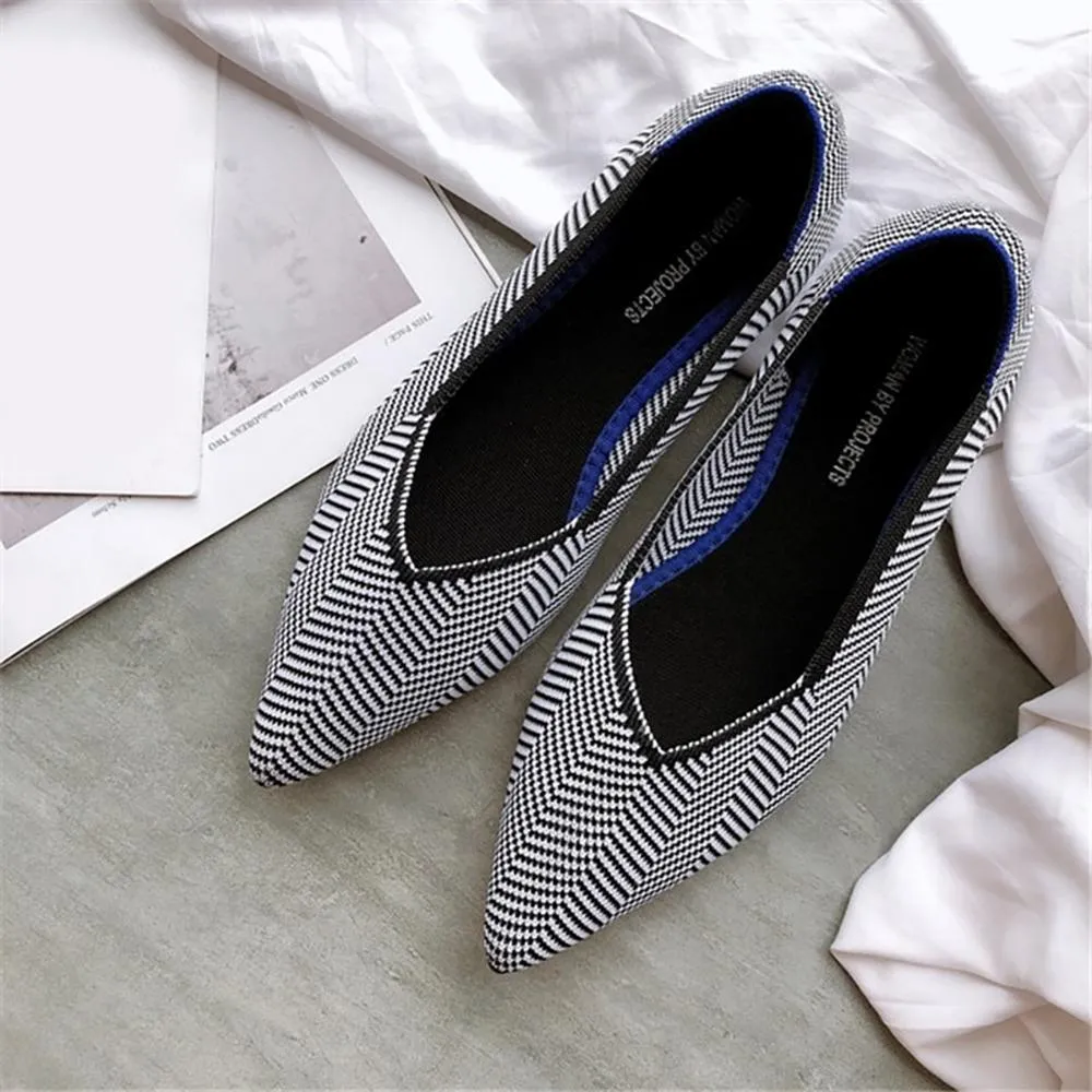 Classy and Breathable Flats Knitted Pointed Shoes