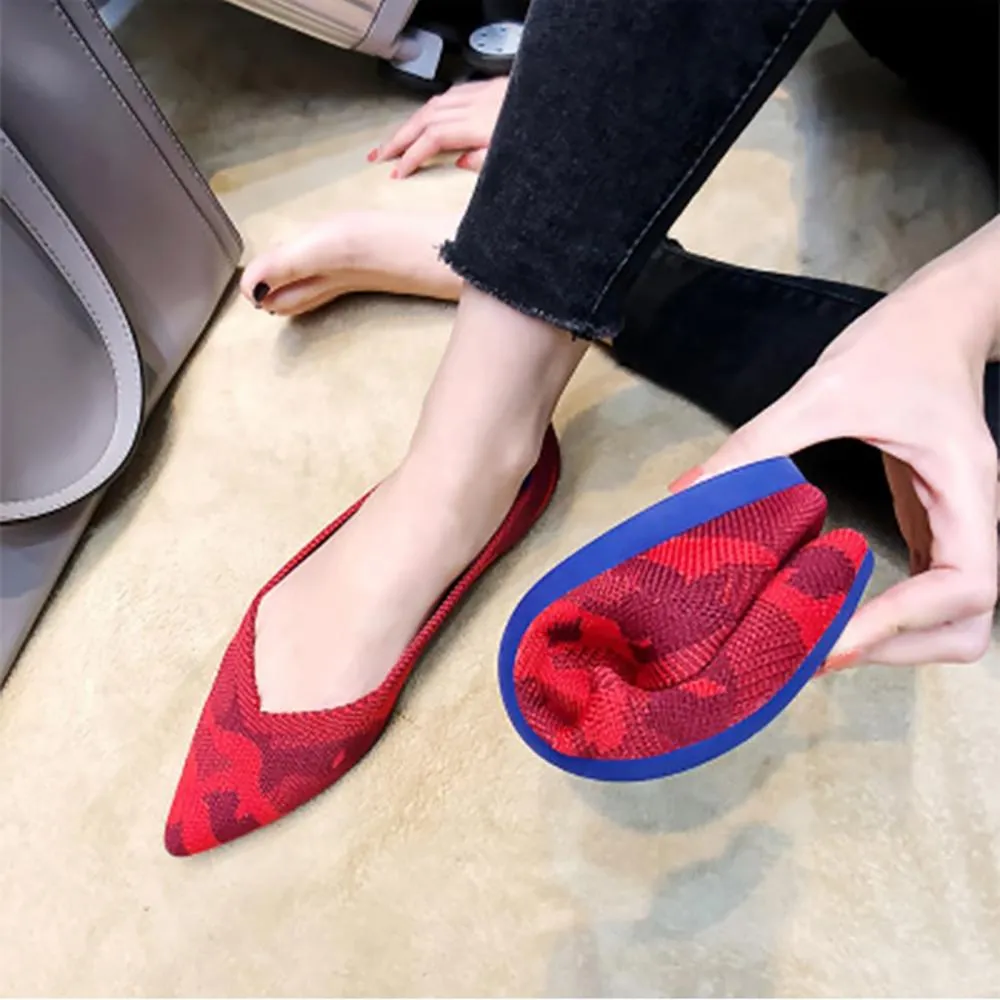 Classy and Breathable Flats Knitted Pointed Shoes