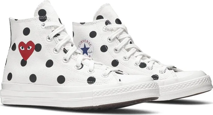 Converse Comme des Garçons x Chuck Taylor All Star 70 Hi White Polka Dot Sneakers, white