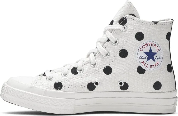 Converse Comme des Garçons x Chuck Taylor All Star 70 Hi White Polka Dot Sneakers, white