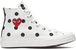 Converse Comme des Garçons x Chuck Taylor All Star 70 Hi White Polka Dot Sneakers, white