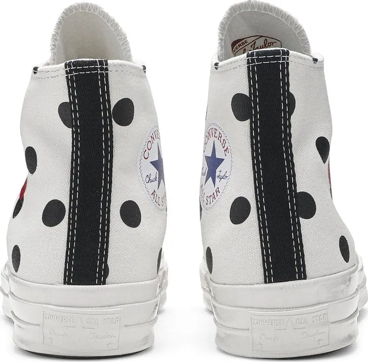 Converse Comme des Garçons x Chuck Taylor All Star 70 Hi White Polka Dot Sneakers, white