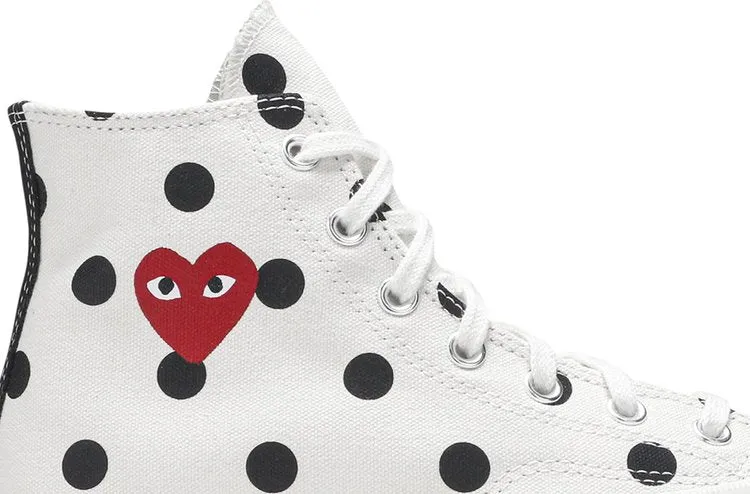 Converse Comme des Garçons x Chuck Taylor All Star 70 Hi White Polka Dot Sneakers, white