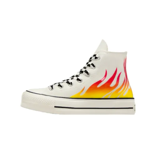 Converse scarpa sneakers da donna con zeppa Chuck Taylor All Star Lift Flames A07892C airone-rosso smalto-nero