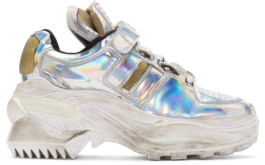 Deconstructed Silver Chunky Sneakers