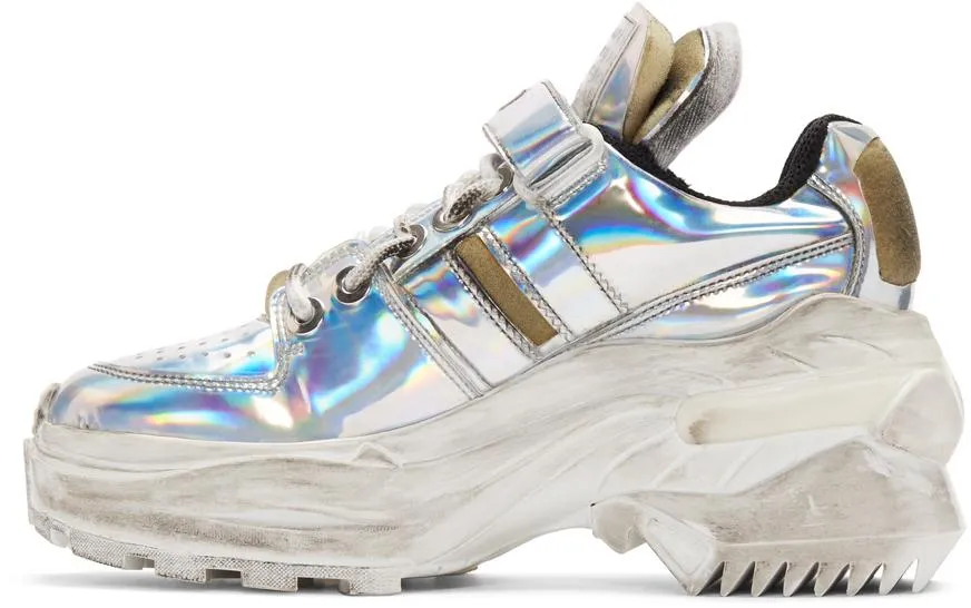 Deconstructed Silver Chunky Sneakers