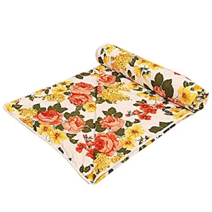 DEILYVERY Pilling Super Soft Floral Print Blue Flowers Bunch Poly Cotton Double Bed AC Dohar | Summer AC Blanket