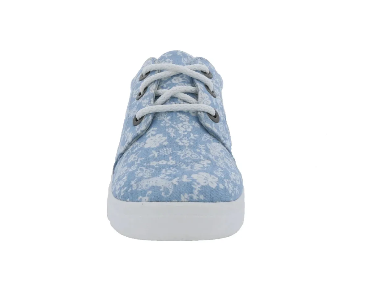 Drew Ruby Women's Orthotics Lace Up Sneakers 19172-37 In Blue Floral Canvas