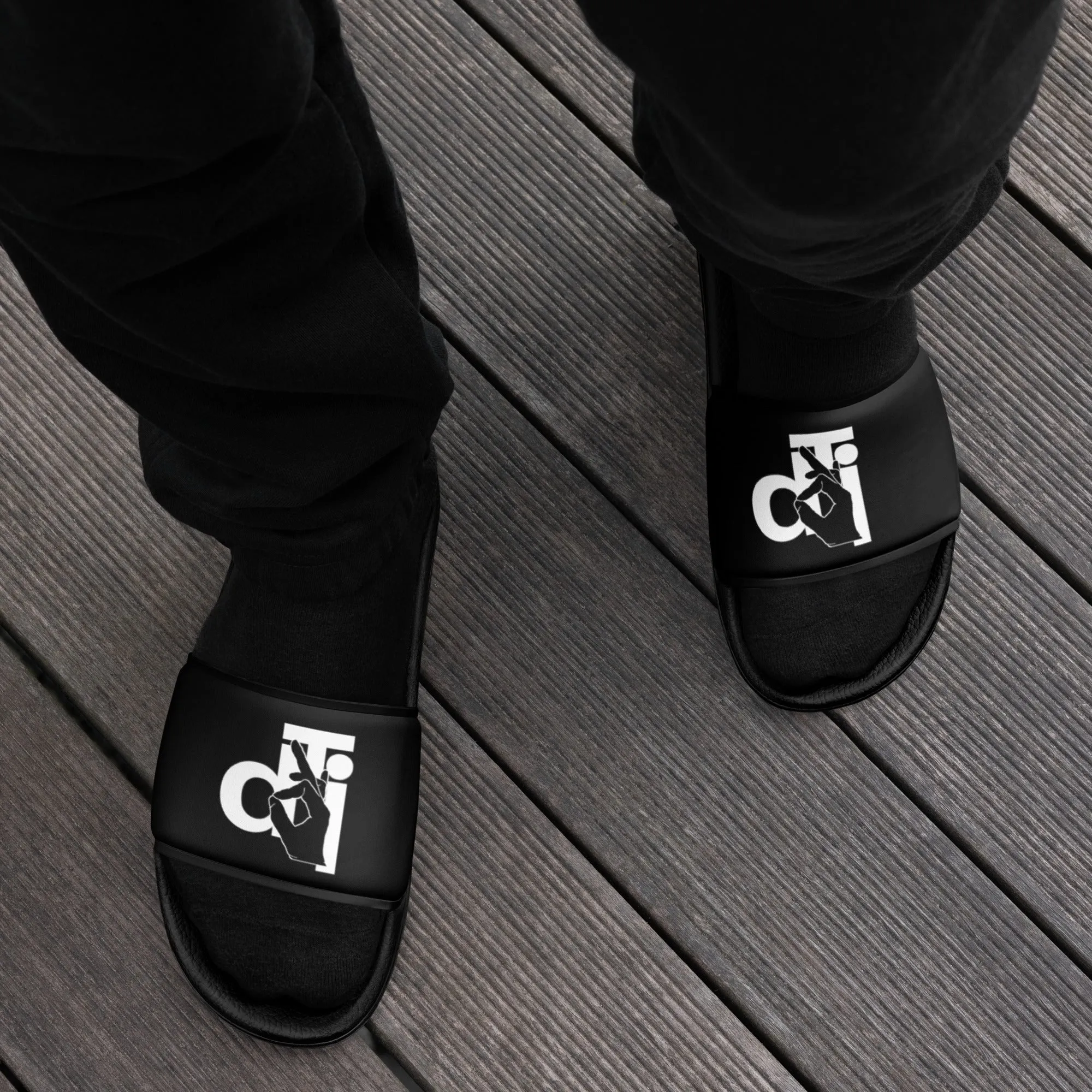 DTI  Black and White Hand Logo Men’s slides