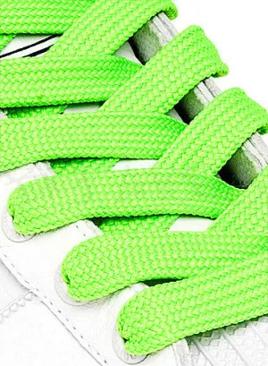 Flat Fat Neon Green Shoelaces - 11mm wide