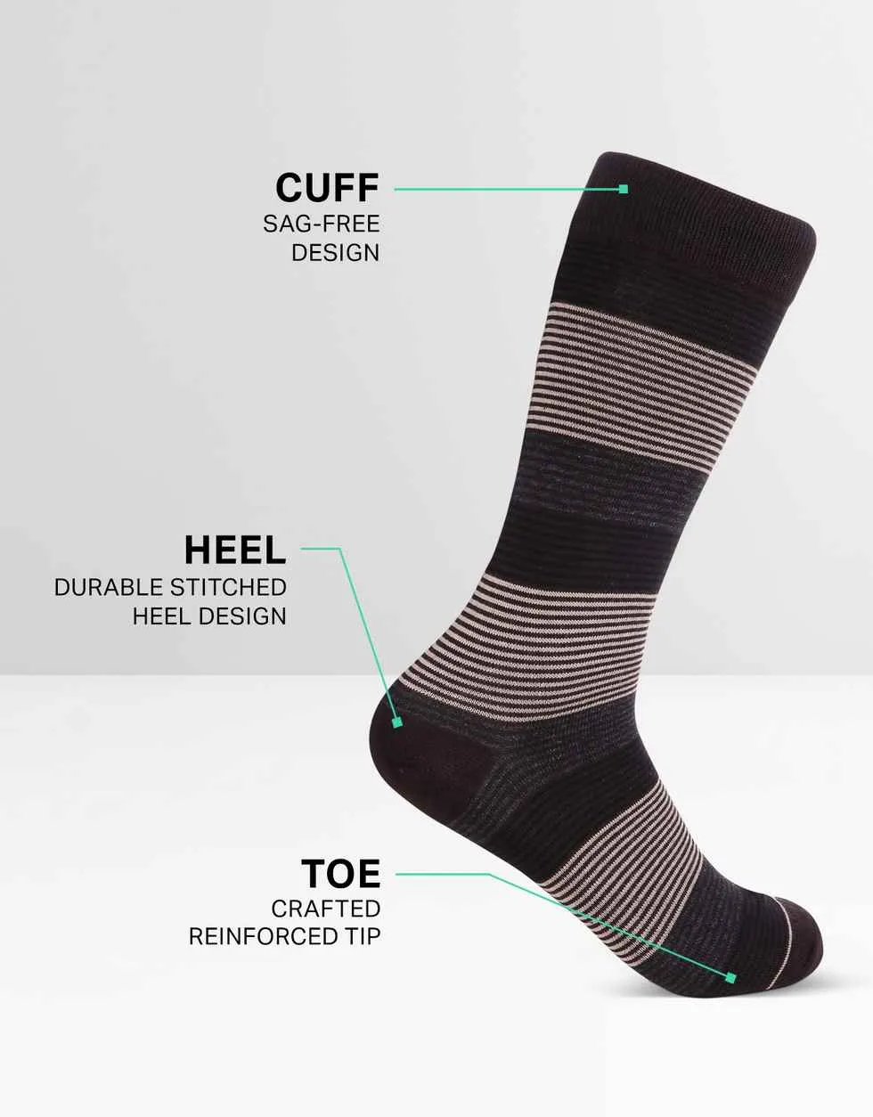 Genteel Striped Crew Socks 5 Pack