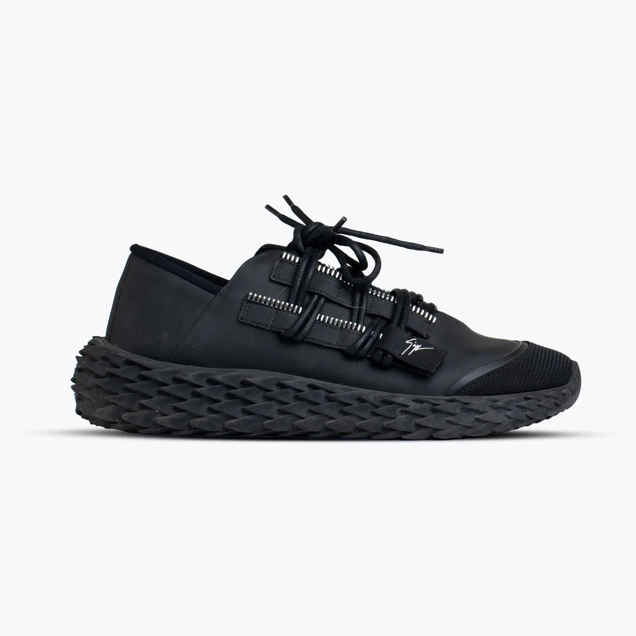 GIUSEPPE ZANOTTI BLACK LEATHER URCHIN SNEAKERS