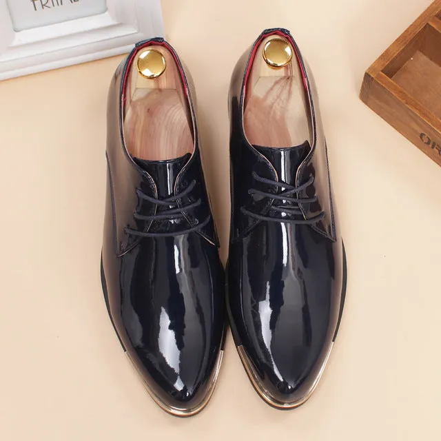 glossy dress shoes white flat wedding shoes patent leather loafers mens shoes luxury brand italian brand oxfords shoes for men