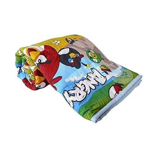 GodSun Harvest Kid's Super Soft Floral Design Print Reversible Single Bed Dohar, Multicolour (Angry Bird, Single) (100% Microfibre)