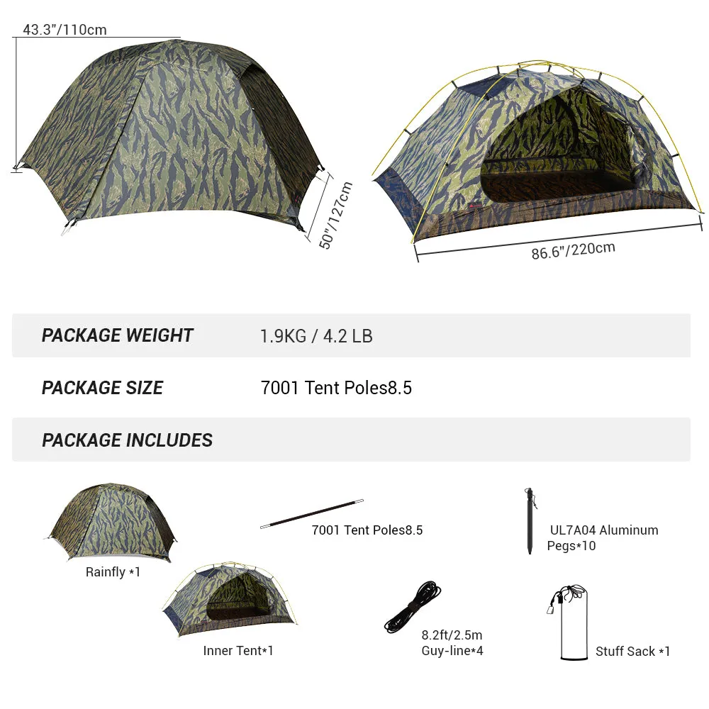 Hill Zero Scout 2P Backpacking Tent 4 Season CAMO