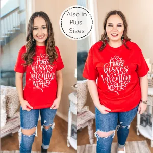 Hugs, Kisses, and Valentine Wishes Graphic Tee in Red