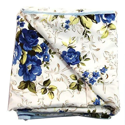 J SHREE Pilling Super Soft Floral Print Blue Flowers Bunch Poly Cotton Double Bed AC Dohar/Summer AC Blanket