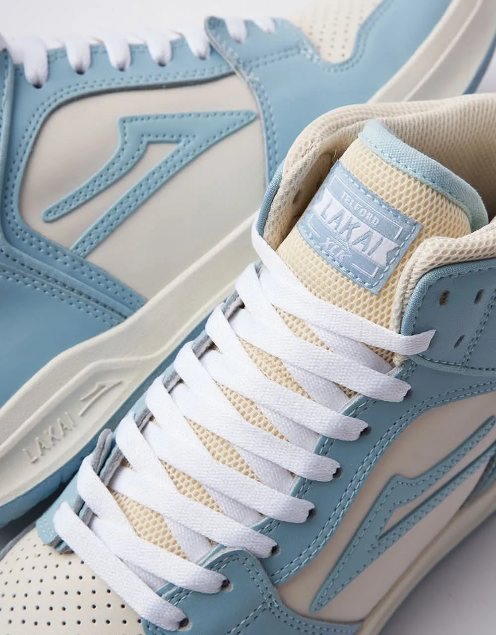 Lakai Telford Skate Shoes - Light Blue/Cream Leather