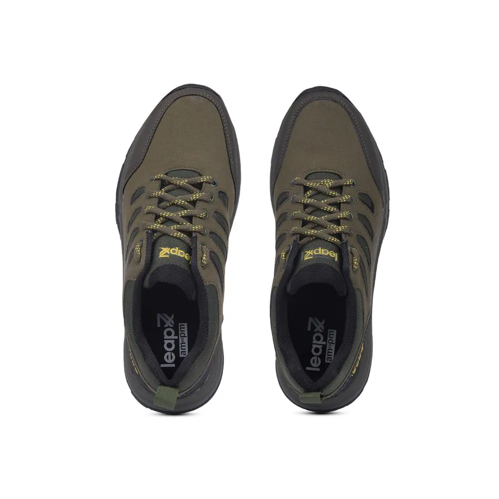 Leap7x Sports Trekking Olive Green Lacing Shoes For Men COLUMBO-1E By Liberty